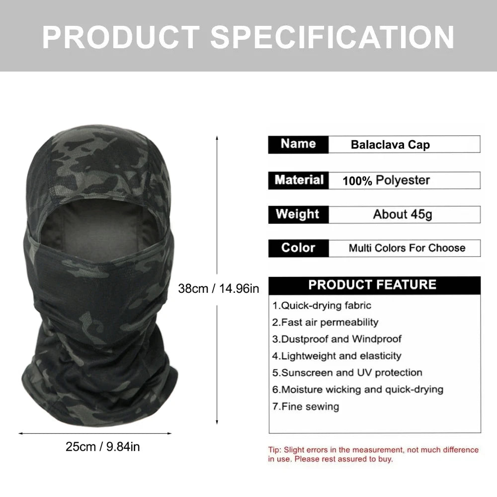 Camouflage Bivakmuts – Multifunctioneel Gezichtsmasker voor Outdoor, Motor, Skiën & Airsoft – Ademend & Comfortabel
